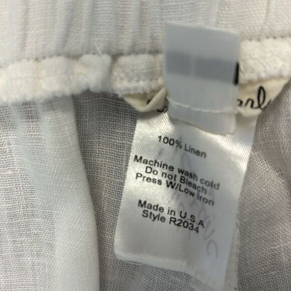 Cousin Earl Large white linen pants cropped elastic waist - Picture 5 of 5